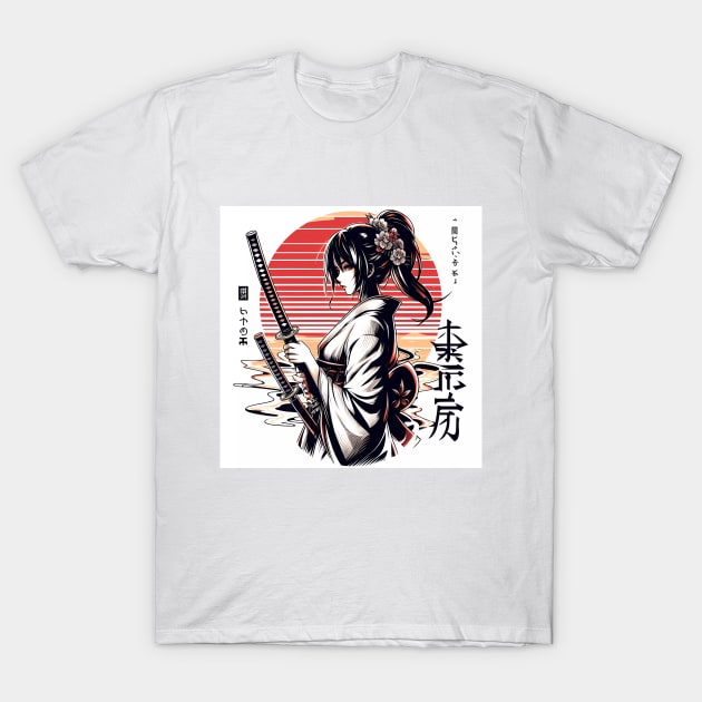 girl japanese culture katana T-Shirt by IA.PICTURE